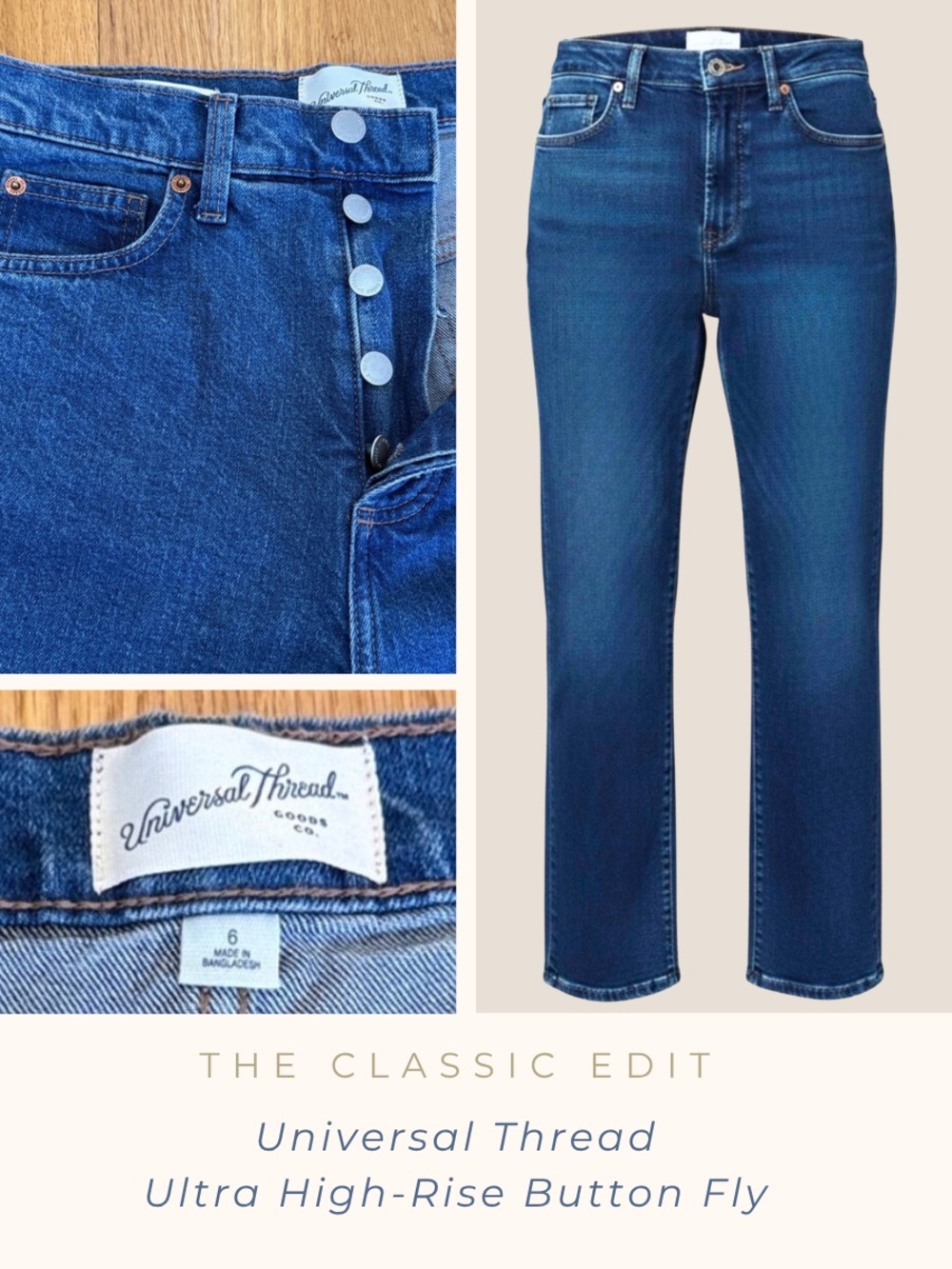 Universal Thread | Highest Straight Jeans | Dark Wash | Straight Leg Button Fly